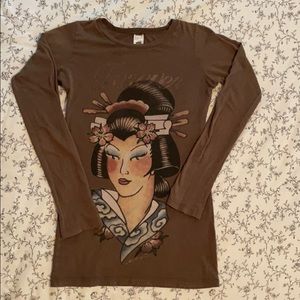 Ed Hardy Geisha Long-Sleeve T Shirt (Authentic)